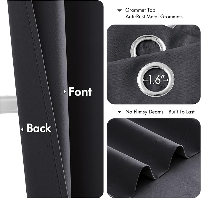 MIULEE Blackout Curtains for Bedroom 2 Panels 40 x 80 Inch Long Dark Grey | - Image 4