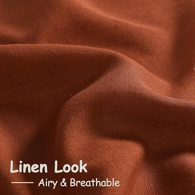 Nanspring Extra Long Linen Curtains 108 Inches Long 2 Panel Set Back Tab - Image 4
