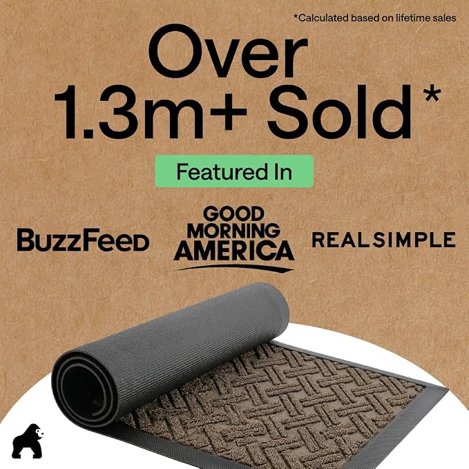 GORILLA GRIP 100% Waterproof All-Season WeatherMAX Doormat 35x23, US Designed - Image 5