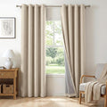 Linen Textured Total Blackout Curtains 84 Inches Long, Natural Flax | 100% by 100BlackoutShield