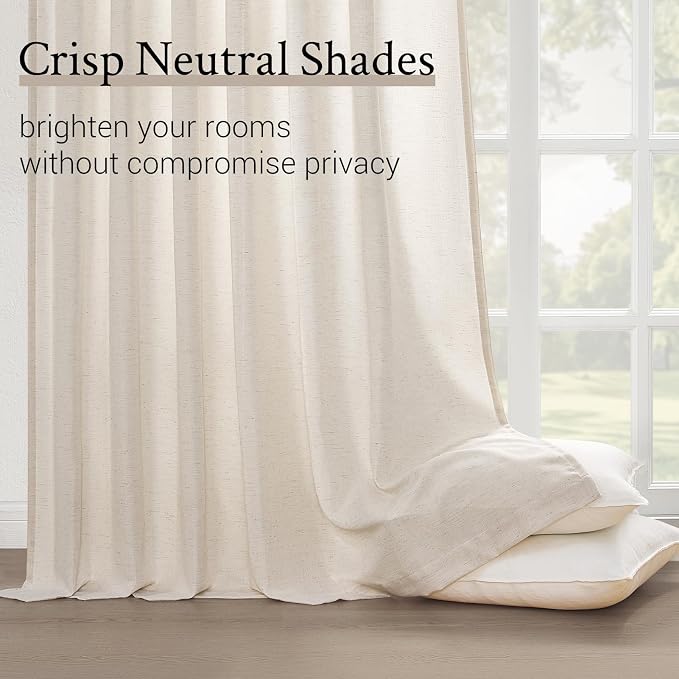 Topfinel Ivory Beige Pinch Pleated Linen Curtains 84 Inch Length 2 Panels - Image 5