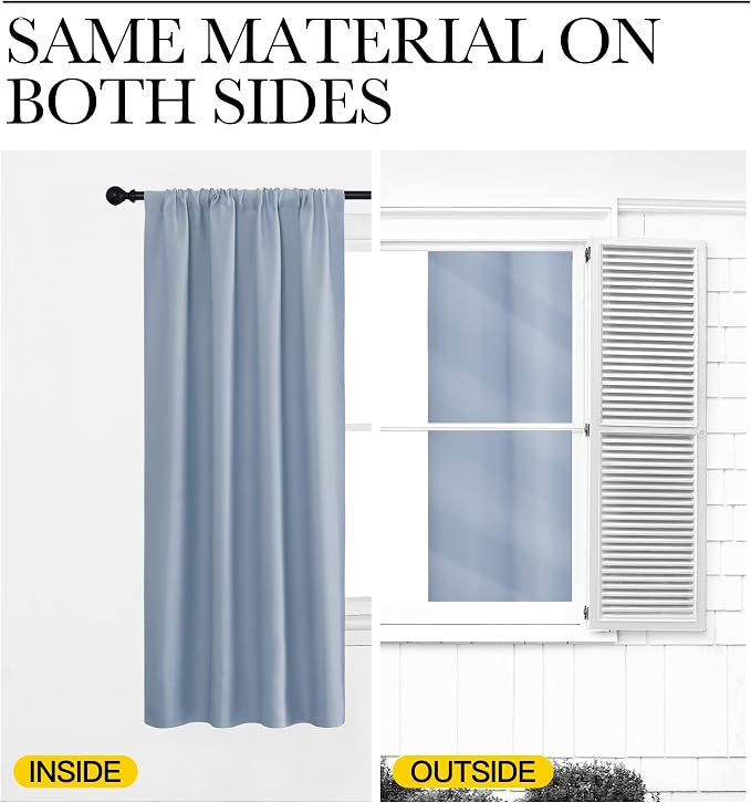 NICETOWN Blackout Curtains for Bedroom, Vintage Blue, 1 Pair, 42 by 45-inch - Image 5