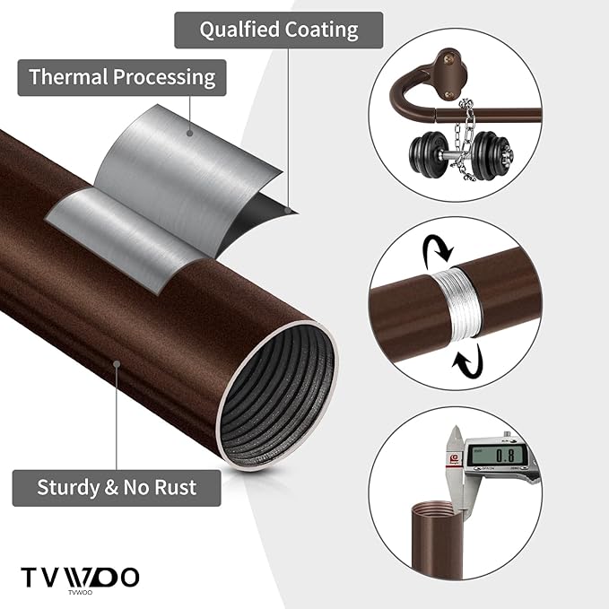 TVWOO Bronze Wrap Around Curtain Rods 2 Pack:Small Blackout Adjustable Window - Image 5