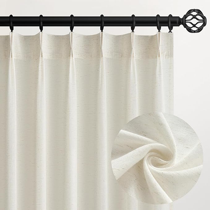 Topfinel Natural Pinch Pleated Linen Curtains 84 Inch Length 2 Panels by Topfinel