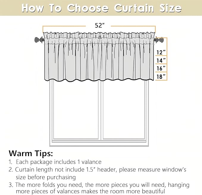OVZME Green Valance for Windows, Light Filtering Faux Linen Textured Small - Image 8
