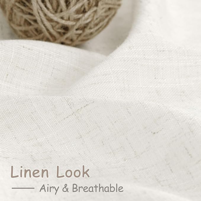 Beige White Linen Curtains 84 Inches Long - Image 4