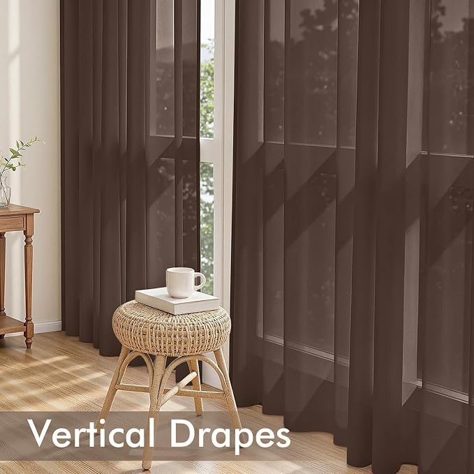 MIULEE Chocolate Sheer Curtains 72 Inches Long 4 Panels 42 x 72 Inches | Light - Image 5