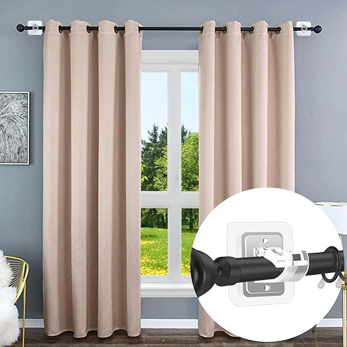 Codoule Self Adhesive No Drill Adjustable Curtain Rod Holder Hooks Brackets - Image 2