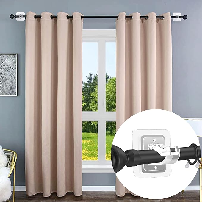 Codoule 2PCS No Drill Curtain Rod Brackets No Drilling Self Adhesive Curtain - Image 4