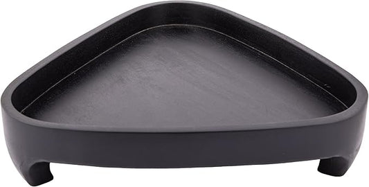 Mango Wood Serving Triangular Tray – 12x11.5x3.25 Inch Decorative Tray for Serving in Bed, Appetizers, Table, BBQ, Patio, Party – Perfect for Lap and Couch Use, Matt Finish, Black