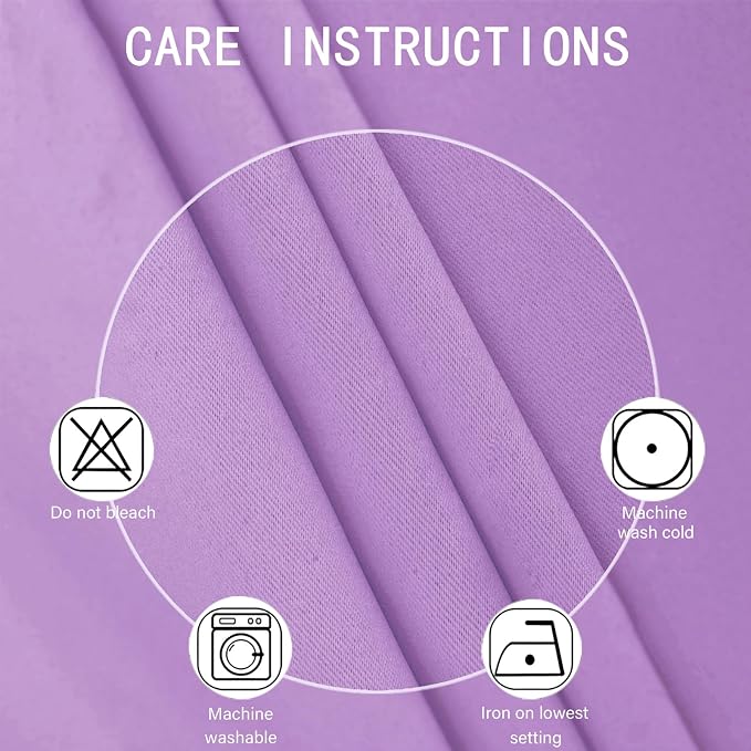 Blackout Curtains 66 x 72 Inch Long Lavender Curtains Set of 2 Panels Room - Image 4