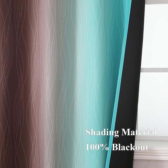 Estelar Textiler Ombre Blackout Curtains 102 Inches Long 2 Panels Set, Full - Image 5