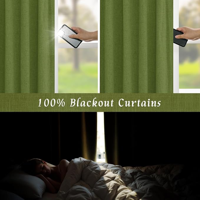 72 Inch 100% Blackout Linen Curtains - Image 4