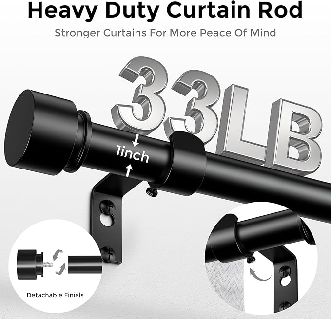 2 Pack Curtain Rods for Windows 48 to 84 Inch, Decorative Adjustable Heavy Duty - Image 3