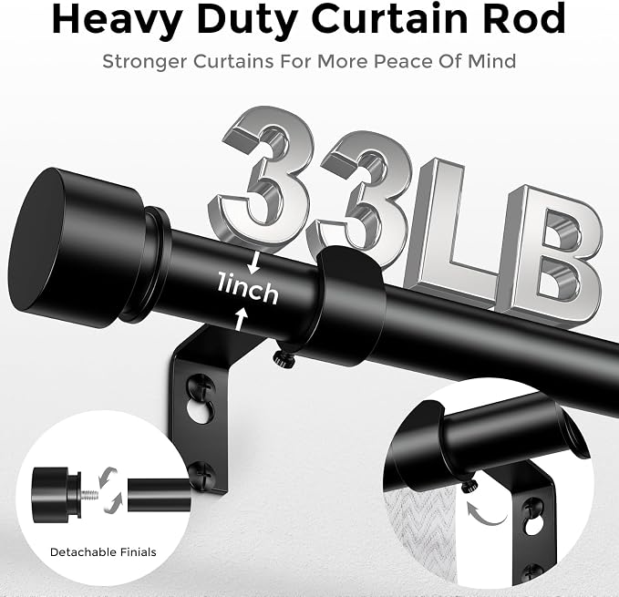 Curtain Rods for Windows 66 to 120 Inch, Decorative Adjustable Heavy Duty Easy - Image 3