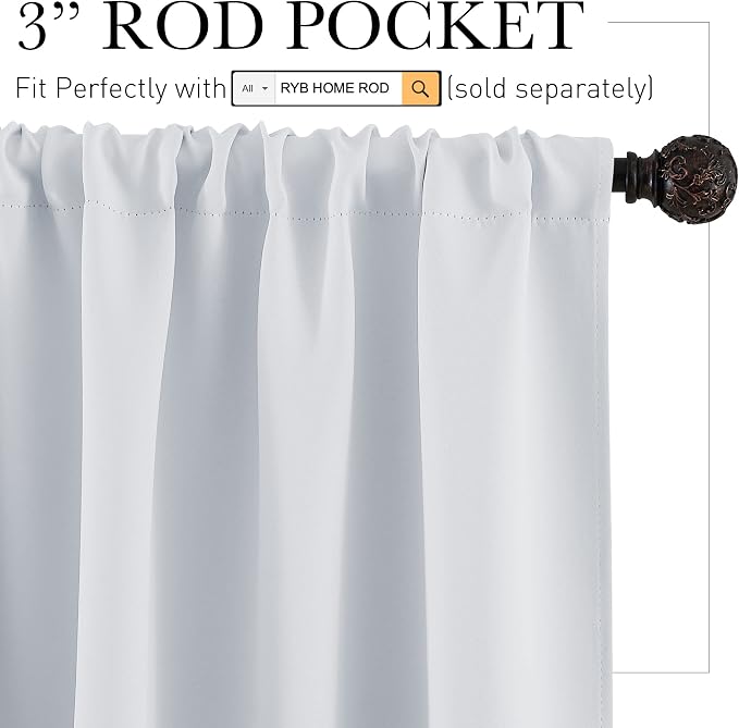 RYB HOME Curtains for Bedroom 84 inches Long 2 Panels Set, Privacy Thermal - Image 3