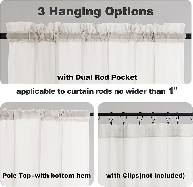 Chyhomenyc Ivory Sheer Curtains 54 Inch Length 2 Panels - Image 2