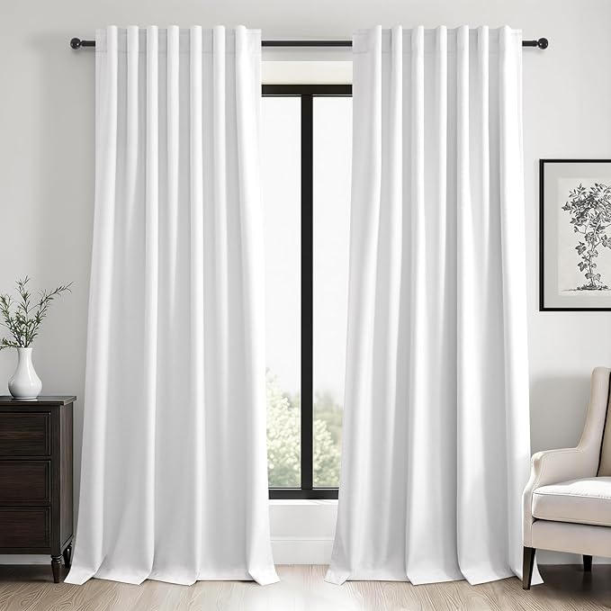 Topfinel 120 Inch Linen Blackout Curtains 2 Panels by Topfinel