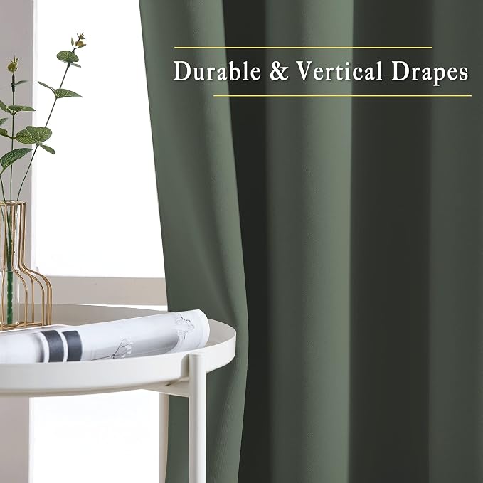 NICETOWN Dark Mallard Blackout Curtains 84 inch Length 2 Panels, Grommet - Image 5