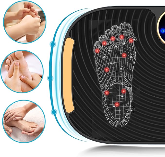 AXV Vibration Plate Fitness Platform Exercise Machine Vibrating Lymphatic Drainage Shaking Full Body Shaker Workout Vibrate Stand Shake Board Sport Gym for Weight Loss Fat Burner for Women Men
