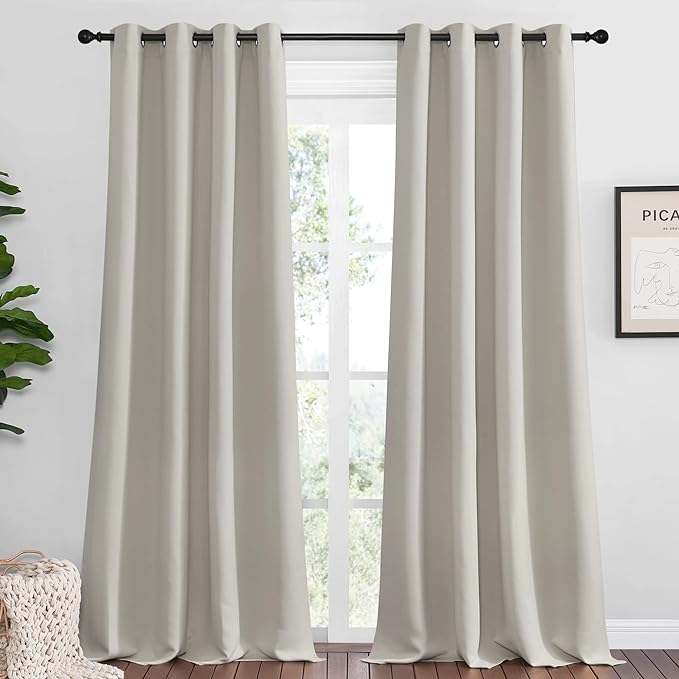 NICETOWN Natural Room Darkening Curtains 120" Long by NICETOWN