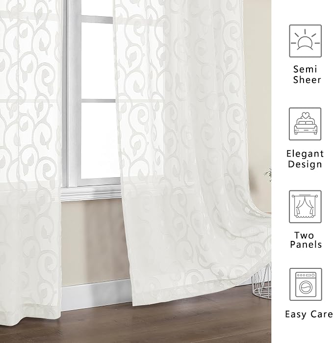 Furman Ivory Sheer Curtains 96 inches Long - Image 3