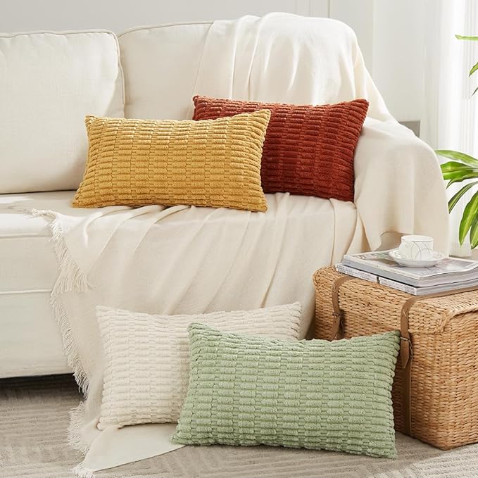 Fancy Homi 4 Packs Fall Boho Long Lumbar Decorative Throw Pillow Covers 12x24 by Fancy+Homi