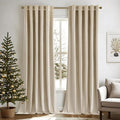 MIULEE Velvet Curtains 52x108 inches 2 Panels Beige Blackout Curtains | Luxury by MIULEE