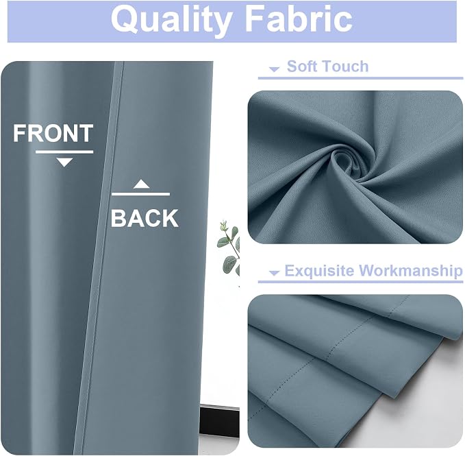 Simplebrand Stone Blue Blackout Curtains - Image 3