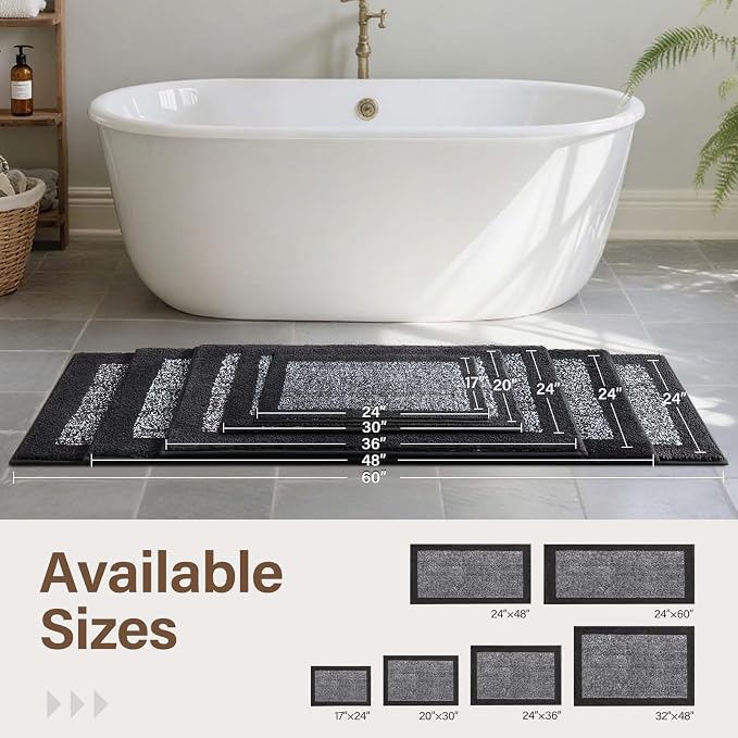 Bathroom Rugs 30x20 Non Slip Washable, Dark Blue Bath Mat - Image 6