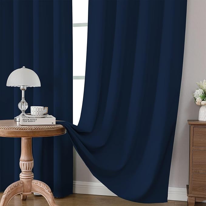 CUCRAF Navy Blue Blackout Curtains 84 inch Length 2 Panels Set, Rod Pocket Room - Image 5
