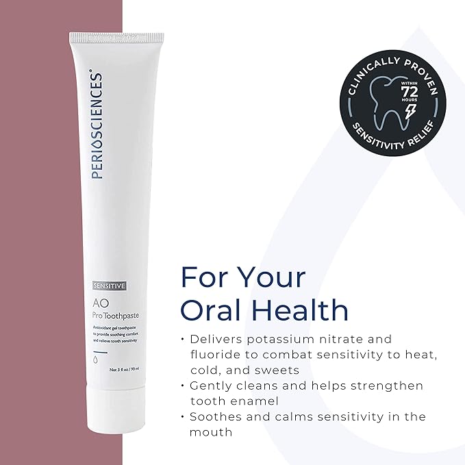 PerioSciences Sensitive AO Pro Toothpaste with Nano Hydroxyapatite 3 fl oz / 90ml - Pack of 2