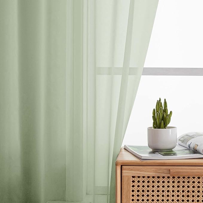 Cafe Curtains 36 Inch Length Tier 2 Pieces, Modern Soft Airy Sheer Kitchen - Image 7