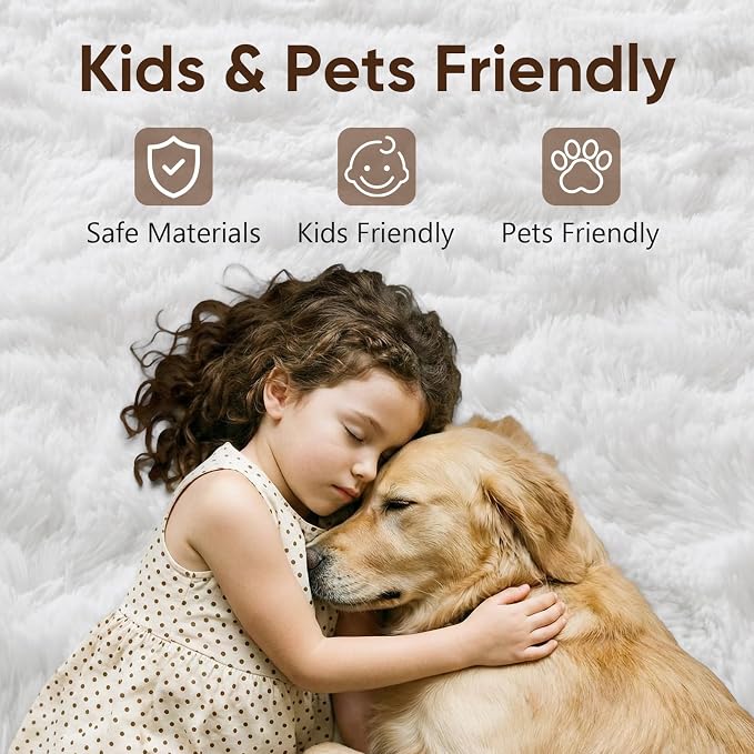 6x9 Large White Fluffy Soft Area Rug Non-Slip - Image 7