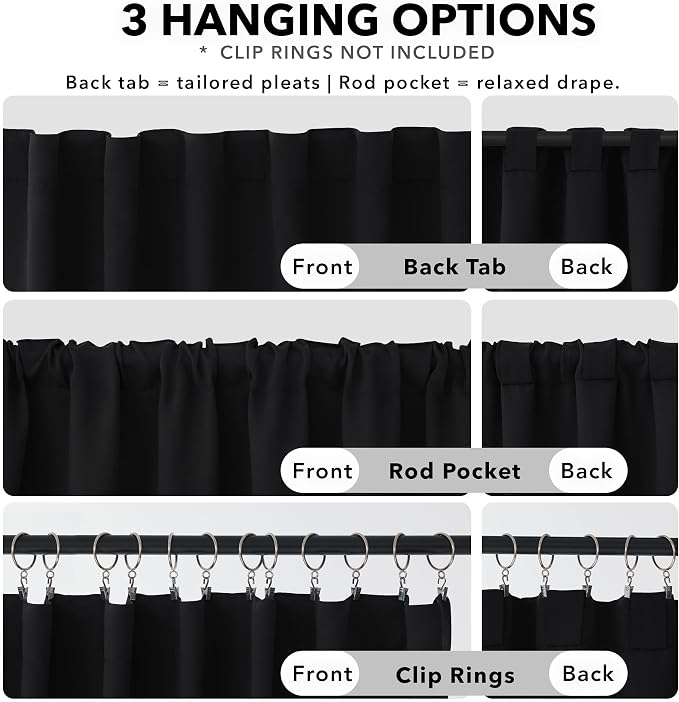 Deconovo Blackout Curtains, Thermal Insulated, W70 x L95 2 Panels, Back Tab - Image 2
