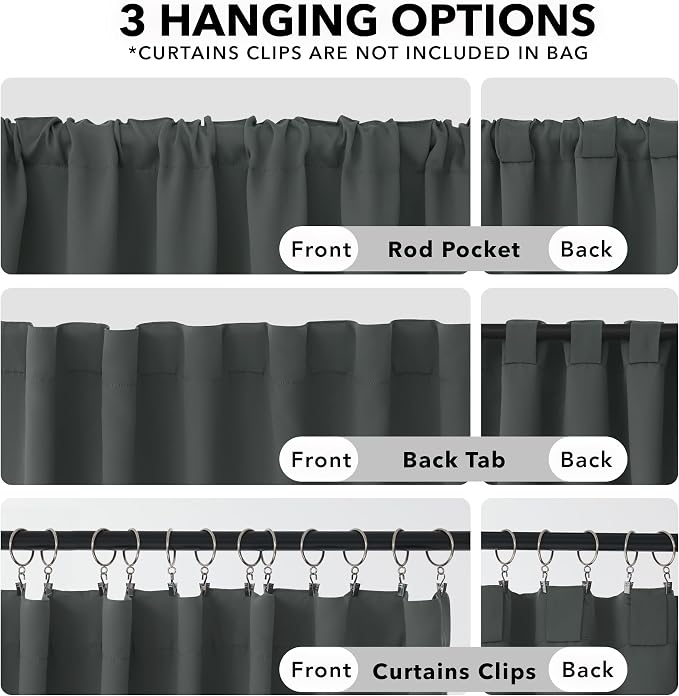 Deconovo Blackout Curtains, Thermal Insulated, W42 x L84 2 Panels, Back Tab - Image 2