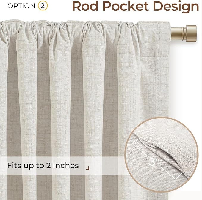 INOVADAY 100% Blackout Curtains 120 Inches Length 2 Panels Set, Back Tab/Rod - Image 4