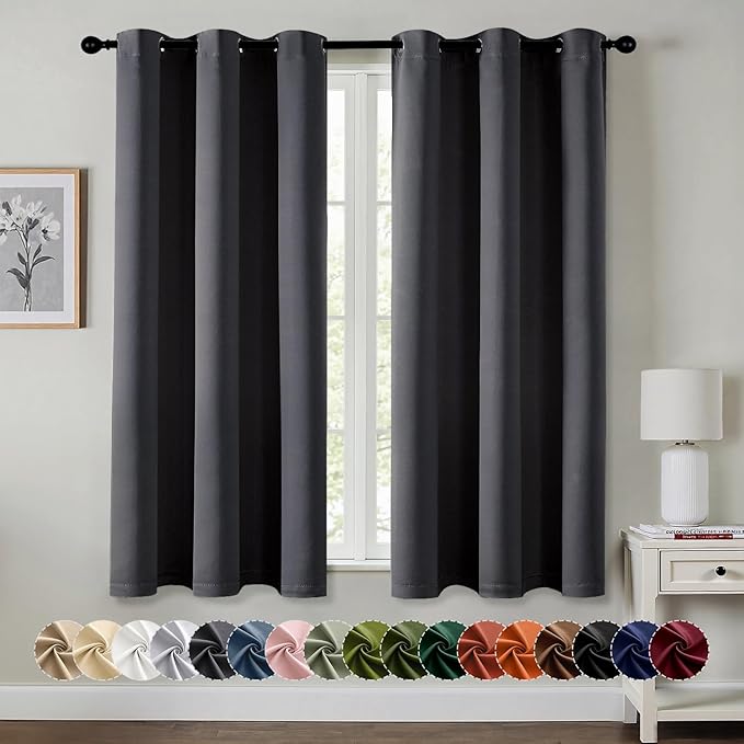 MIULEE Blackout Curtains for Bedroom 2 Panels 40 x 48 Inch Long Dark Grey | by MIULEE