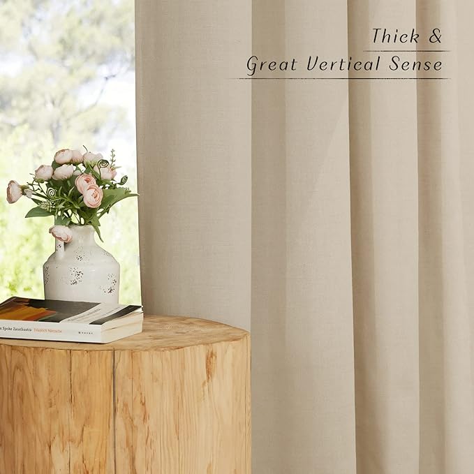 NICETOWN Linen Curtains for Windows 90 inch Long, Grommet Semi Sheer Vertical - Image 6