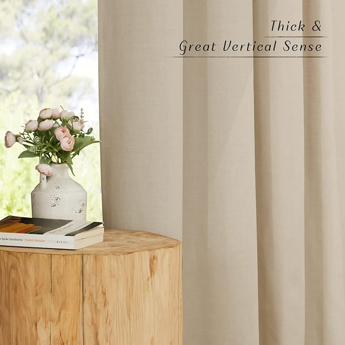 NICETOWN Linen Flax Semi Sheer Curtains 94" Length, Grommet Window Treatments - Image 6