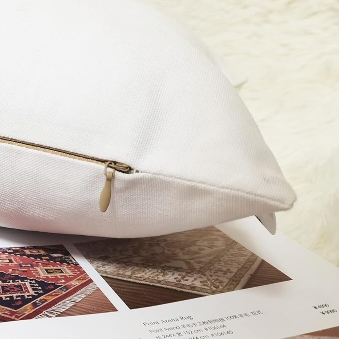 Lumbar Pillow Covers 12x20 Inches Moose Decorative Cotton Linen Throw Lumbar Waist Embroidered Cushions Covers for Couch Sofa Bedroom (White)