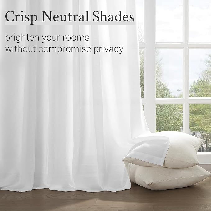 Topfinel Beige White White Linen Curtains 96 Inches Long - Image 7