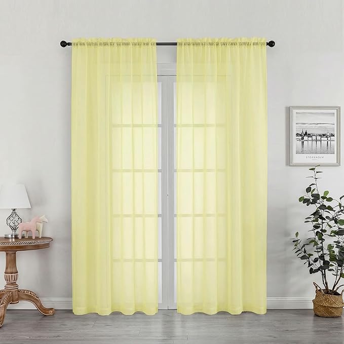OWENIE Sheer Curtains 72 Inches Long 2 Panels Set, Modern Light Filtering Sheer by OWENIE