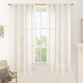 Cream Linen Curtains 63 Inch for Bedroom Living Room, 2 Panels | Ivory Light by LAMIT