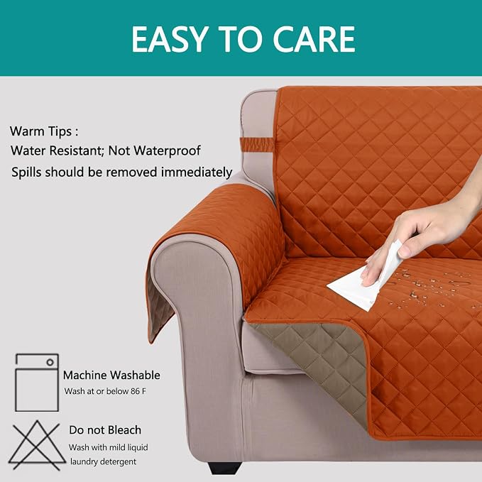 U-NICE HOME Loveseat Sofa Cover Reversible Couch Cover - Image 3