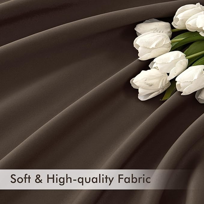 MIULEE Chocolate Brown Back Tab Blackout Curtains 52"x84" Long 2 Panels Set | - Image 6