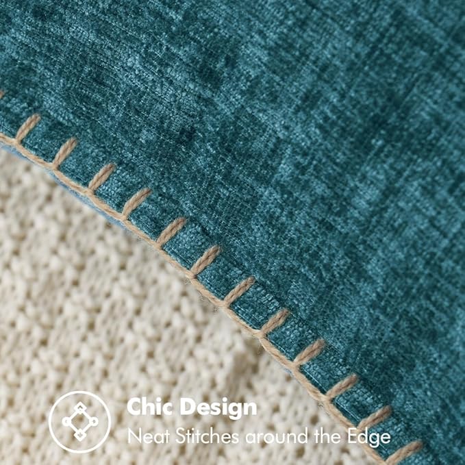 MIULEE Pack of 2 Couch Throw Pillow Covers 18x18 Inch Coastal Dark Teal Farmhouse Decorative Pillow Covers with Stitched Edge Soft Chenille Solid Dyed Spring Pillow Covers for Sofa Bed Living Room