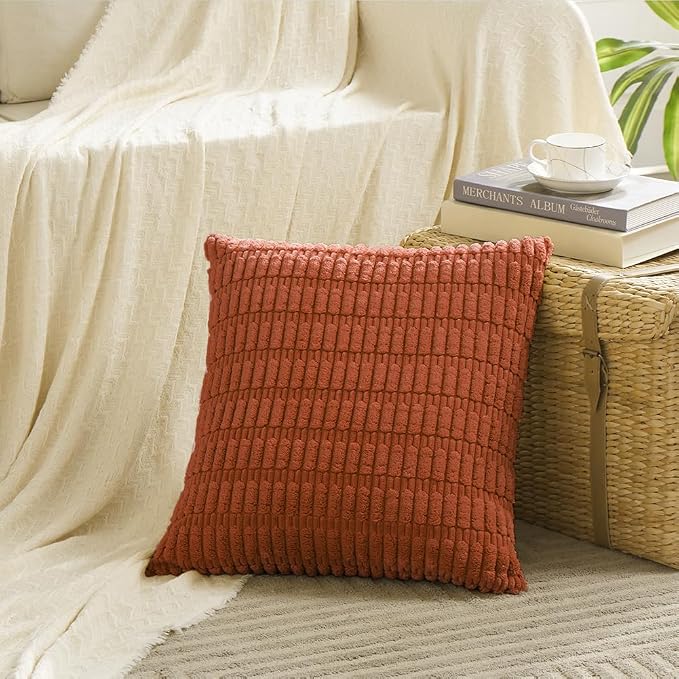 Fancy Homi 4 Packs Boho Burnt Orange Fall Decorative Throw Pillow Covers 18x18 - Image 2