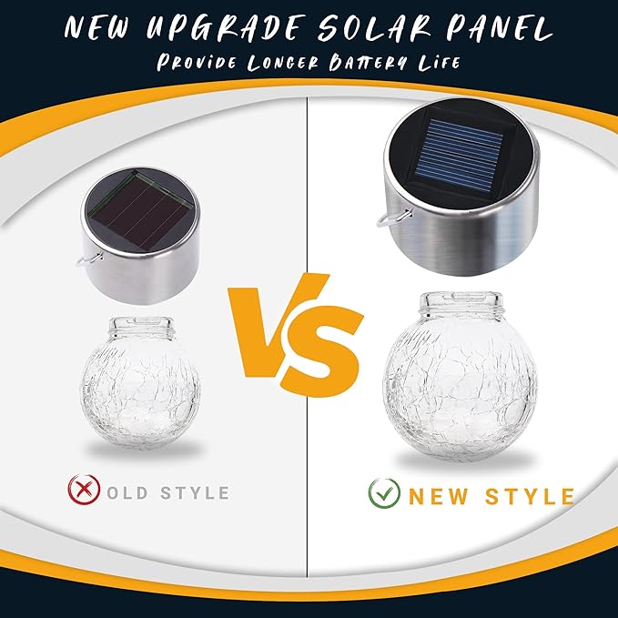 GIGALUMI 16 Pack Solar Hanging Lights for Christmas Decoration - Cracked Glass Solar Lights Outdoor Waterproof for Garden, Yard, Fence, Tree (Color Changing)