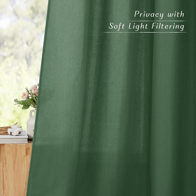 NICETOWN Linen Curtains for Windows 90 inch Long, Grommet Semi Sheer Vertical - Image 5